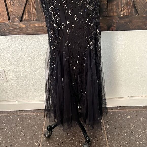 Tulle black Flared Sleeve Evening Party Dress Elegant Mermaid gown dress Sz- XL - Picture 6 of 16